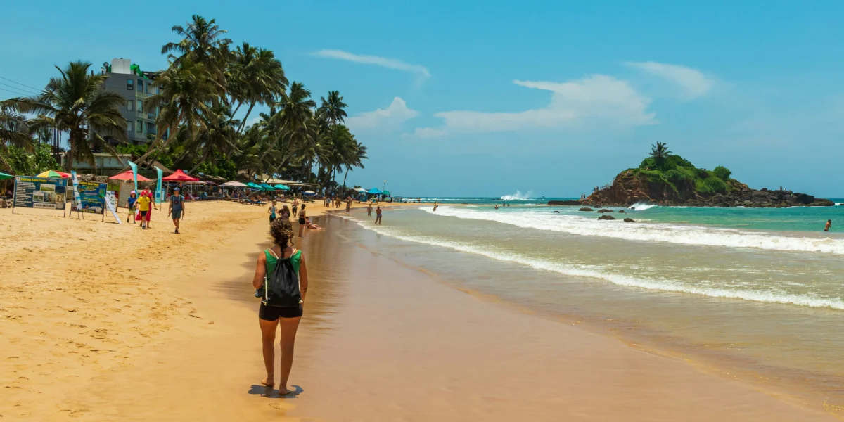 tropical sun and beach in Sri Lanka southern coast requiring sun protection for visitors